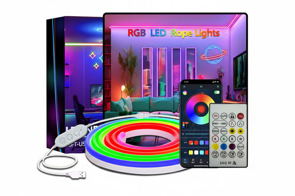 شريط إضاءة نيون LED سيليكون RGB ذكي قابل للتشكيل بلوتوث